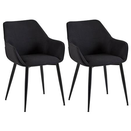 Im 2er-Set: Besucherstuhl MAYA, schwarzes Metallgestell, Stoffbezug, Farbe Schwarz