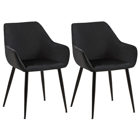 Im 2er-Set: Besucherstuhl MAYA SAMT, schwarzes Metallgestell, Samtbezug, Farbe Schwarz