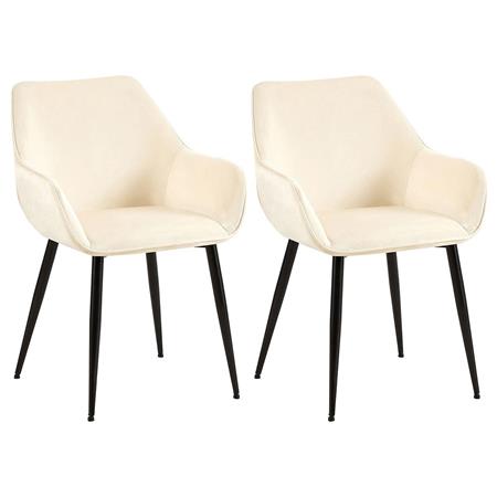Im 2er-Set: Besucherstuhl MAYA SAMT, schwarzes Metallgestell, Samtbezug, Farbe Creme