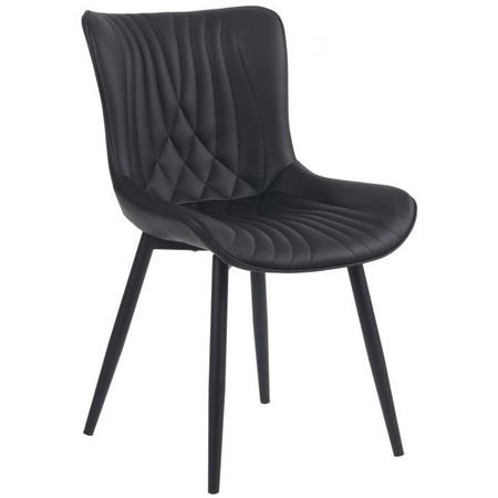 Besucherstuhl KIMET LEDER, mit großzügige Rückenlehne, Metallgestell, Farbe Schwarz