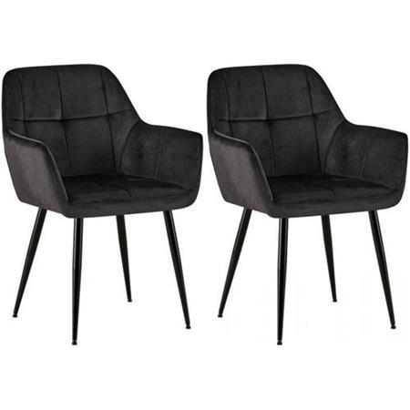 Im 2er-Set: Besucherstuhl AMISA, schwarzes Metallgestell, Samtbezug, Farbe Schwarz