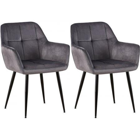Im 2er-Set: Besucherstuhl AMISA, schwarzes Metallgestell, Samtbezug, Farbe Grau