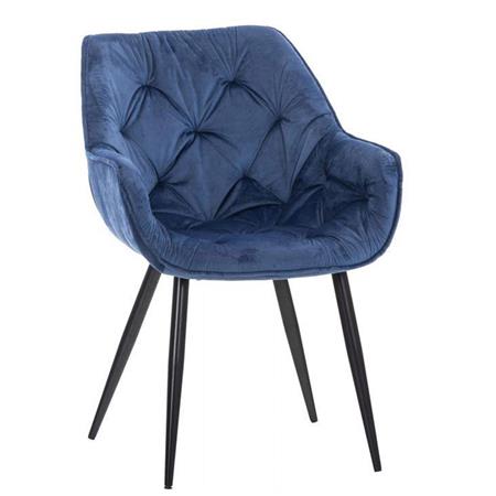 Besucherstuhl TEXAS, komfortables Retro-Design, Metallgestell, Samtbezug, Farbe Blau