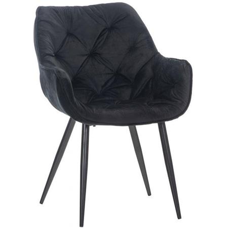 Besucherstuhl TEXAS, komfortables Retro-Design, Metallgestell, Samtbezug, Farbe Schwarz