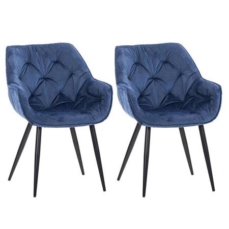 Im 2er-Set: Besucherstuhl TEXAS, komfortables Retro-Design, Metallgestell, Samtbezug, Farbe Blau