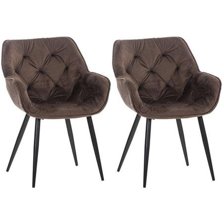 Im 2er-Set: Besucherstuhl TEXAS, komfortables Retro-Design, Metallgestell, Samtbezug, Farbe Braun