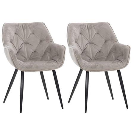Im 2er-Set: Besucherstuhl TEXAS, komfortables Retro-Design, Metallgestell, Samtbezug, Farbe Hellgrau