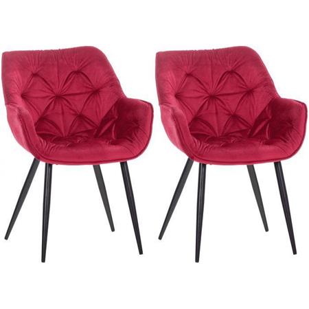 Im 2er-Set: Besucherstuhl TEXAS, komfortables Retro-Design, Metallgestell, Samtbezug, Farbe Rot