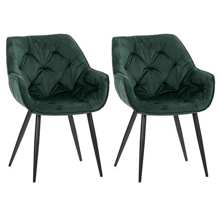 Im 2er-Set: Besucherstuhl TEXAS, komfortables Retro-Design, Metallgestell, Samtbezug, Farbe Grün