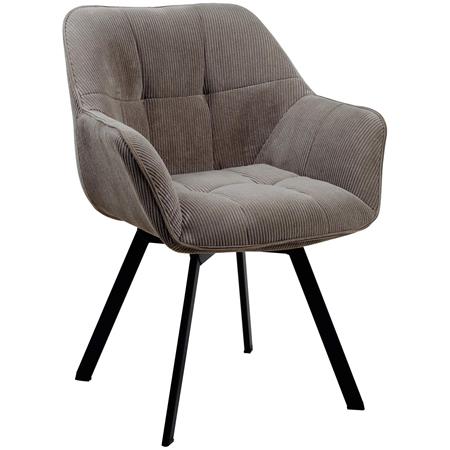 Besucherstuhl TAMMY, schwarzes Metallgestell, angenehm gepolstert, Cord-Stoff, Farbe Braun
