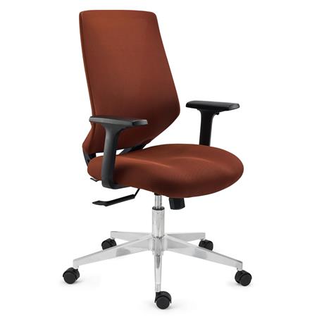 DEMO# Ergonomischer Bürostuhl NOLAN, verstellbare Armlehnen, Metallfußkreuz, Farbe Braun
