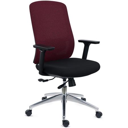 Ergonomischer Bürostuhl ASTRA, tiefenverstellbare Sitzfläche, Synchron-Mechanik, 8h-Nutzung, Farbe Burgund