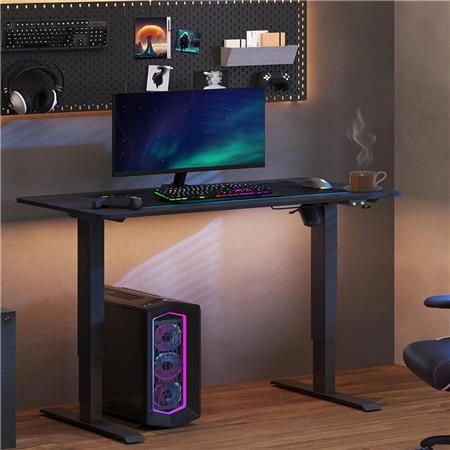Schreibtisch MONFORTE, 70x140x73-114 cm,  elektrisch höhenverstellbar, Metallgestell, MDF-Tischplatte, Farbe Schwarz