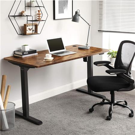 Schreibtisch MONFORTE, 70x140x73-114 cm,  elektrisch höhenverstellbar, Metallgestell, MDF-Tischplatte, Farbe Rustik