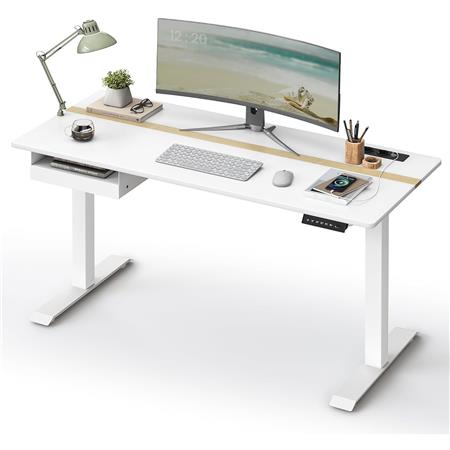 Computertisch MAKALU, 70 x 140 x (71-117) cm, höhenverstellbar, modern und praktisch, Weiß
