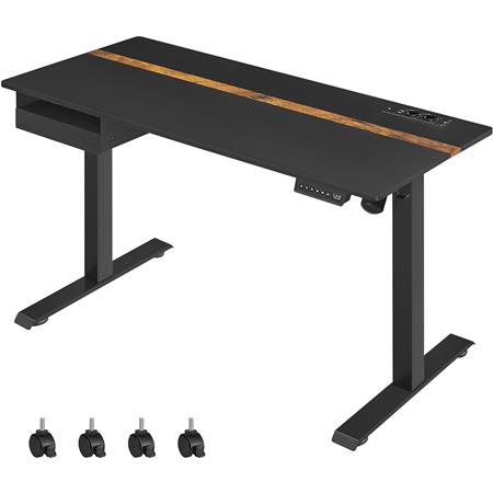 Computertisch MAKALU, 70 x 140 x (71-117) cm, höhenverstellbar, modern und praktisch, Schwarz