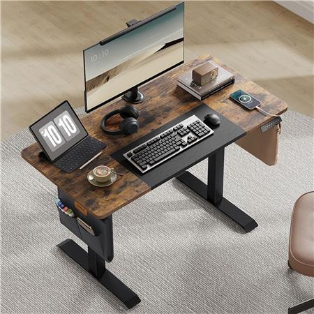 Schreibtisch SOLOMON, 120x60x72-120 cm, elektrisch höhenverstellbar, Farbe Schwarz/ Rustik	