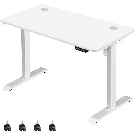 Schreibtisch ANETO, 140x 60x (73,5-119) cm, modern und vielseitig, Metallgestell, höhenverstellbar, Weiß