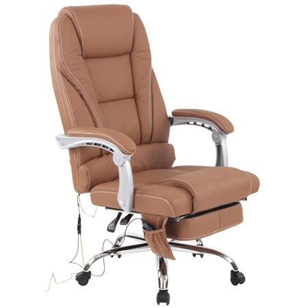Chefsessel KOMODITY MASSAGE ECHTLEDER, mit ausziehbarer Fußstütze, Massagefunktion, Farbe Hellbraun
