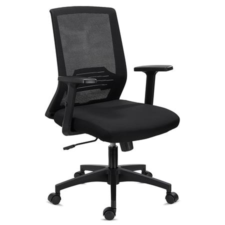 Bürostuhl ACTIVE, Lordosenstütze, verstellbare Armlehnen, bequem und robust, Farbe Schwarz