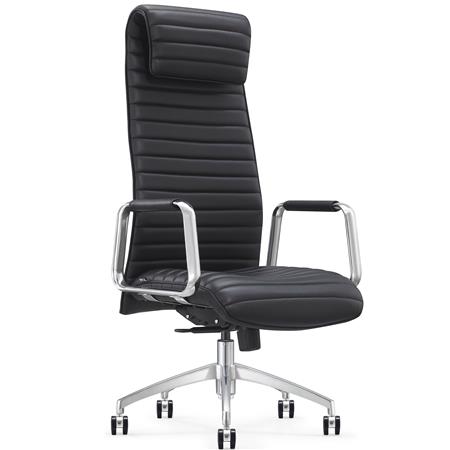 Chefsessel ASPERA, ergonomisches Design, Metallgestell, Echtleder, Schwarz