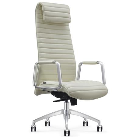 Chefsessel ASPERA, ergonomisches Design, Metallgestell, Echtleder, Creme
