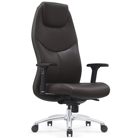 Chefsessel SUITER, elegant und ergonomisch, 3D-Armlehnen, hoher Komfort, Echtleder, Farbe Braun
