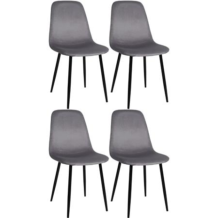 Im 4er Set: Besucherstuhl NAIPES SAMT, robustes Metallgestell, Samtbezug, Farbe Dunkelgrau