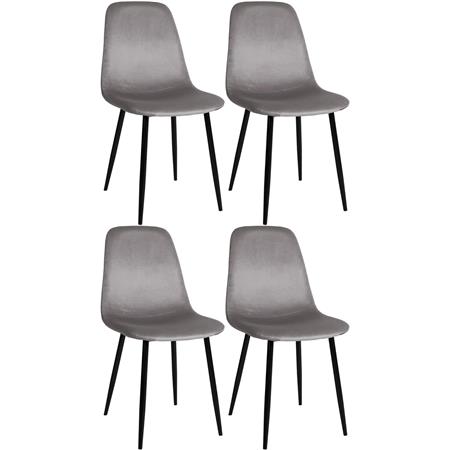 Im 4er Set: Besucherstuhl NAIPES SAMT, robustes Metallgestell, Samtbezug, Farbe Hellgrau