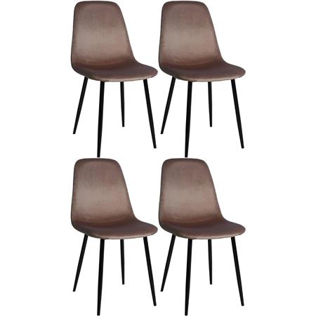 Im 4er Set: Besucherstuhl NAIPES SAMT, robustes Metallgestell, Samtbezug, Farbe Braun