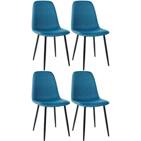 Im 4er Set: Besucherstuhl NAIPES STOFF, robustes Metallgestell, Stoffbezug, Farbe Blau