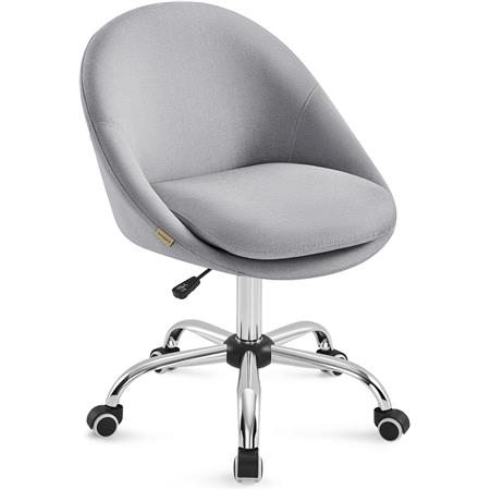 Designer-Schreibtischstuhl ADEL, Metall-Gestell im Chromdesign, Stoffbezug, Farbe Grau