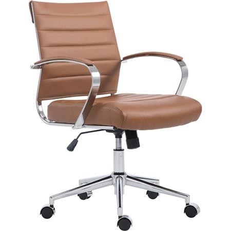 Chefsessel EVERY, modernes Design, Metallgestell, Kunstleder, Farbe Hellbraun