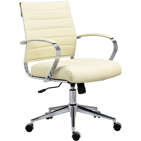 Chefsessel EVERY, modernes Design, Metallgestell, Kunstleder, Farbe Creme