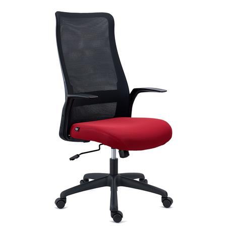 Ergonomischer Bürostuhl SIERRA, atmungsaktive Netzstoffrückenlehne, Lordosenlstütze, praktisch und bequem, Rot