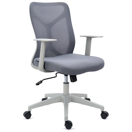 Ergonomischer Bürostuhl GINGER, Wippmechanik, robust und vielseitig, mit Stoff und Netzstoff, Farbe Grau
