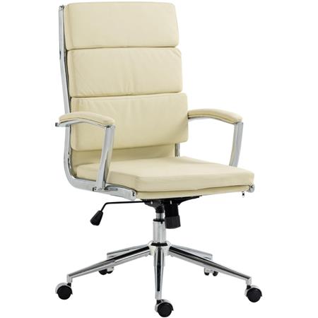 Chefsessel TODRA KUNSTLEDER, klassisches modernes Design, sehr bequem, Farbe Creme
