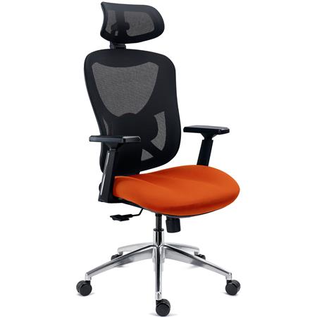 Ergonomischer Bürostuhl URUS, höhenverstellbare Rückenlehne, Lordosenstütze, Metallgestell, Orange