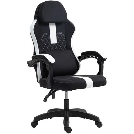 Gaming Stuhl VENOM. mit Lordosenpolsterung, Stoff, Farbe Schwarz Grau