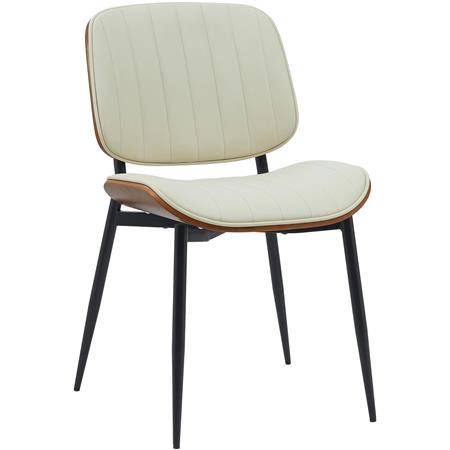 Besucherstuhl YUMI, elegante Holzstruktur, bequem gepolstert, Kunstleder, Farbe Walnuss/ Creme