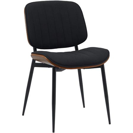 Besucherstuhl YUMI, elegante Holzstruktur, bequem gepolstert, Stoff, Farbe Walnuss/ Schwarz