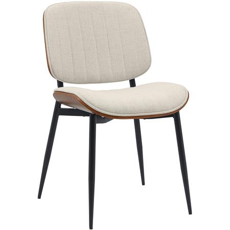 Besucherstuhl YUMI, elegante Holzstruktur, bequem gepolstert, Stoff, Farbe Walnuss/ Creme
