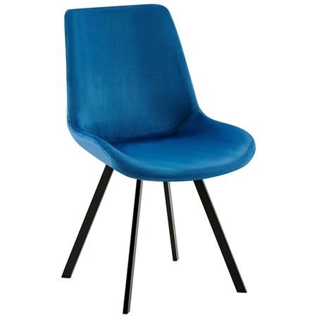 Besucherstuhl UNAMI, elegantes Design, Vierfuß-Gestell aus Metall, drehbar, Samtbezug, Farbe Blau