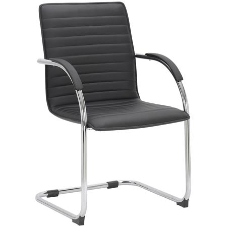 Besucherstuhl GREGORY, Metallgestell, elegantes Design, Kunstleder, Schwarz