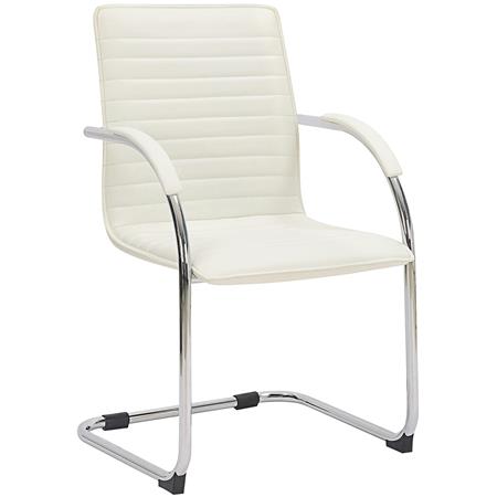 Besucherstuhl GREGORY, Metallgestell, elegantes Design, Kunstleder, Weiß