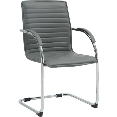 Besucherstuhl GREGORY, Metallgestell, elegantes Design, Kunstleder, Grau