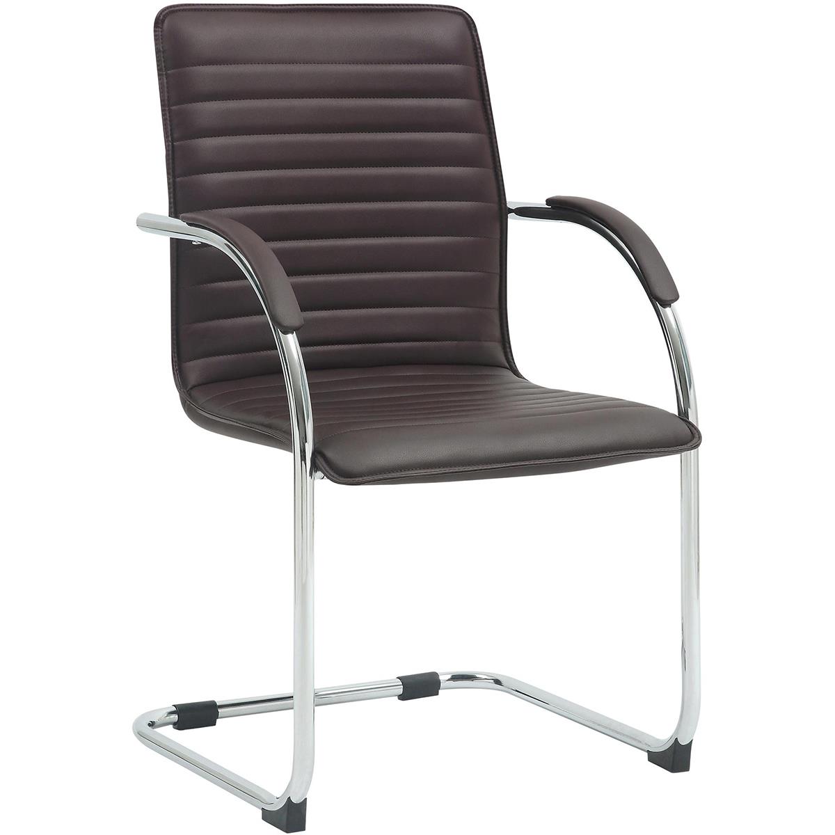 Besucherstuhl GREGORY, Metallgestell, elegantes Design, Kunstleder, Braun