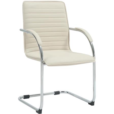 Besucherstuhl GREGORY, Metallgestell, elegantes Design, Kunstleder, Creme