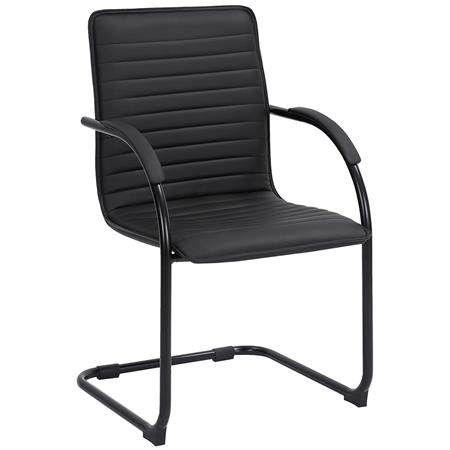Besucherstuhl GREGORY, schwarzes Metallgestell, elegantes Design, Kunstleder, Schwarz