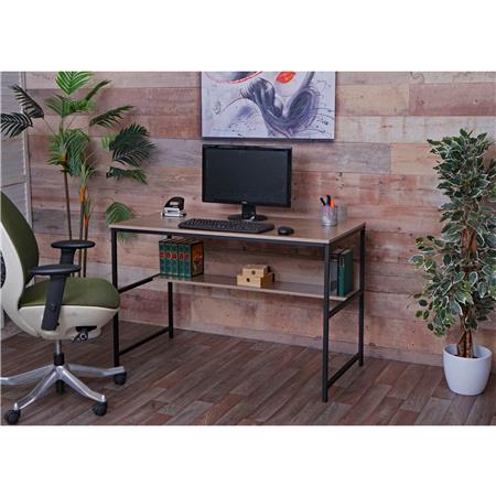 Schreibtisch EVOKE, 120x60x78 cm, mit großer Ablage, Metallgestell mit MDF-Holz, Farbe Grau-Braun